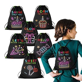 12 bolsas de cordón luminosas para cumpleaños infantiles, mochilas de cordón luminosas para niños y niñas como bolsas de regalo para regalos, golosina