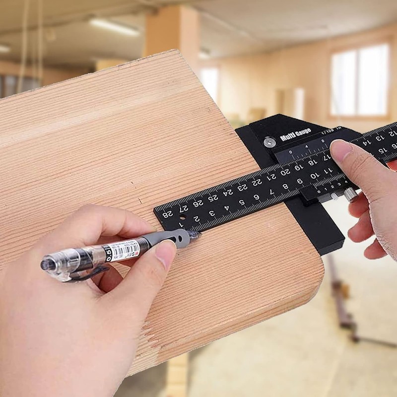 Telituny Woodworking Ruler, 28 cm/11 Inch Multi-Sliding Depth Gauge Aluminium