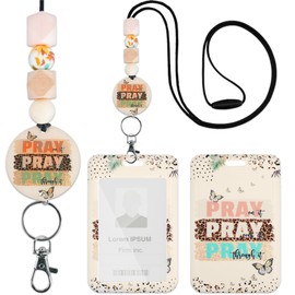 ID Badge Holder Breakaway Lanyard - Pray On It Pray Over It Pray Through It Christian Faith ID Badge Holder with Lanyard, Bible Verse Badge Holder, Teachers Lanyards for ID Badges, Christian Gifts