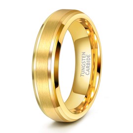 TRUMIUM 6mm Gold Tungsten Ring for Men Women Wedding Band Matte Brush Finish Comfort Fit 12.5