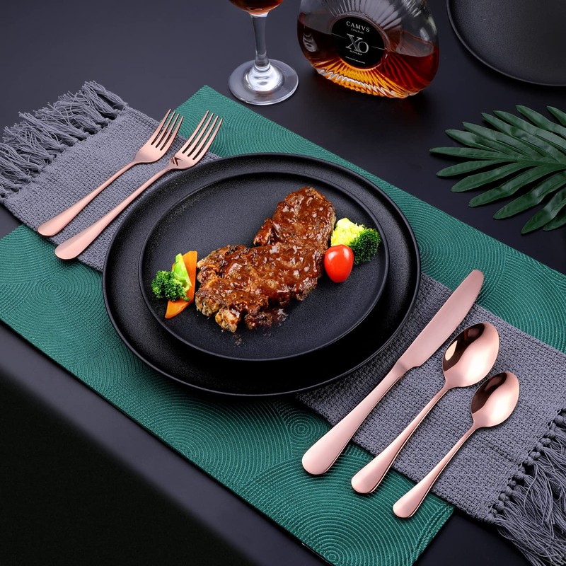 Copper/Rose Gold Silverware Set, OGORI 40-Piece Stainless Steel Flatware Set,