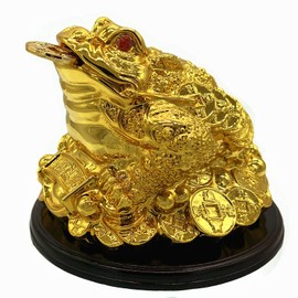 Betterdecor Feng Shui Money Frog (Three Legged Wealth Toad) Chan Chu Statue Home Deocration for Wealth Luck-140