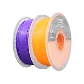 Likesilk 3D Printer Filament PLA F 3D Printing Filament 1.75mm Dimensional Accuracy +/- 0.02 mm, 0.25KG & 1KG & 10KG (Orange+Purple 2KG)