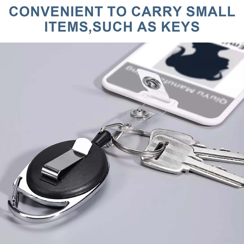 3-Pack ID Badge Holders with Retractable Keychains, Retractable Badge Reels,