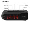 SHARP Digital Alarm Clock – Black Case with Red LEDs