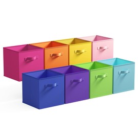 GRANNY SAYS 11 Inch Cube Storage Bins, Colorful Storage Cubes, Fabric Storage Bins for Shelves, Cubby Storage Organizer Bins, Toy Storage Bins for Kids Room, Play Room, Rainbow, 8-Pack