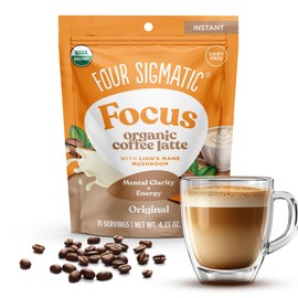 Four Sigmatic Original Focus Mushroom Coffee Latte | Plant-Based Organic Instant Latte with Lion’s Mane Mushroom for Focus and Mental Clarity | Made With Just 5 Organic Ingredients | 4.23 oz Bag