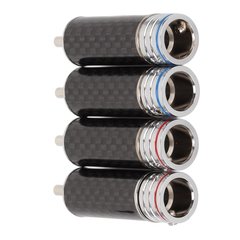 4Pcs RCA Sound Plug Carbon Fiber Chrome 8mm Wire Diameter