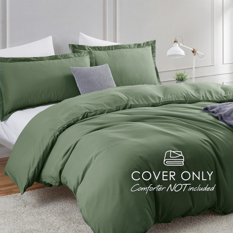 Hearth & Harbor Twin Duvet Cover Set Olive Green -