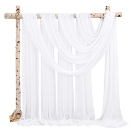 Showgeous Valance White 73 cm x 610 cm Tulle Photo Background Wedding Curtain Decoration White Chiffon Fabric Wedding Arch Curtains for Arbor Wedding Archway Ceremony Photography Party