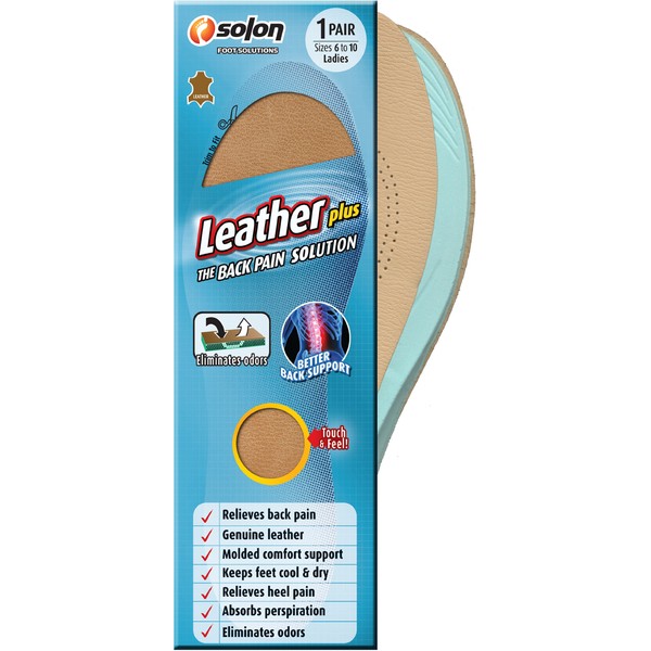 Solon Foot Solutions Leather Plus The Back Pain Solution, 1 Pair Size 6 to 10 Ladies