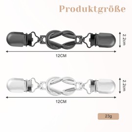 Pack of 2 Cardigan Clips, RCA Clip, Metal Waist Clip, Clips for Clothes, Attractive Cardigan Clips for Sweaters, Dresses, Cardigans, Shirts, Scarves, Scarves (Silver + Gun Black)