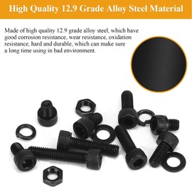 55 Pieces M5 x 16mm Socket Head Cap Screws, Thread Pitch 0.8mm, Sutemribor M5 Black Screws, 12.9 Grade Alloy Steel, Black Oxide Finish, Fully Threaded