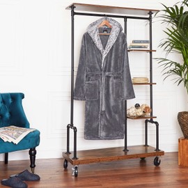 CityComfort Men's Bathrobe with Hood, Plush Dressing Gown with Hood and Pockets, Gifts for Men and Teens, gray