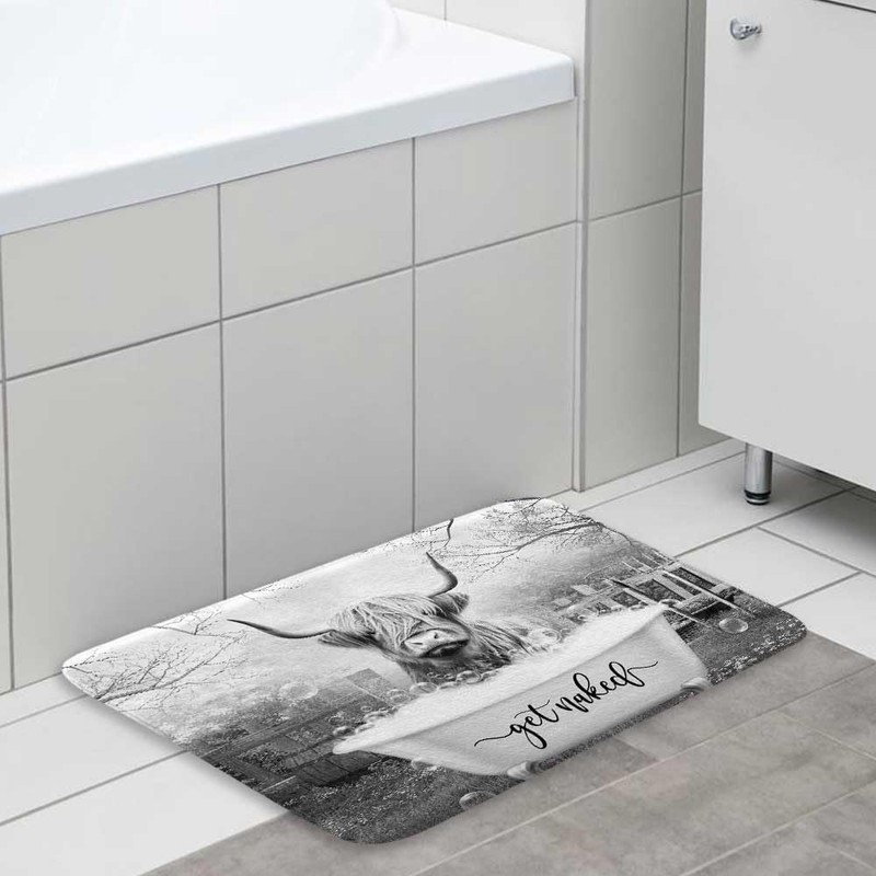 Boziqr Get Naked Bath Mat, Funny Cow Soft Bathroom Rugs,