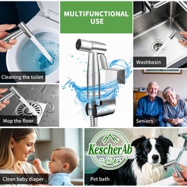 KescherAb Handheld Toilet Bidet Sprayer for Toilet, Adjustable Water Pressure Control with Complete Bidet Spray Hoses Kit for Feminine Wash, Cloth Diaper Sprayer for Baby Wash