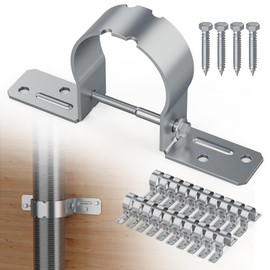 20 PCS Fence Post Brackets, 2-3/8 Steel to Wood Fence Bracket, Fence Brackets for Metal Posts, Galvanized Pipe Grip Tie Fence Post Repair with Screws