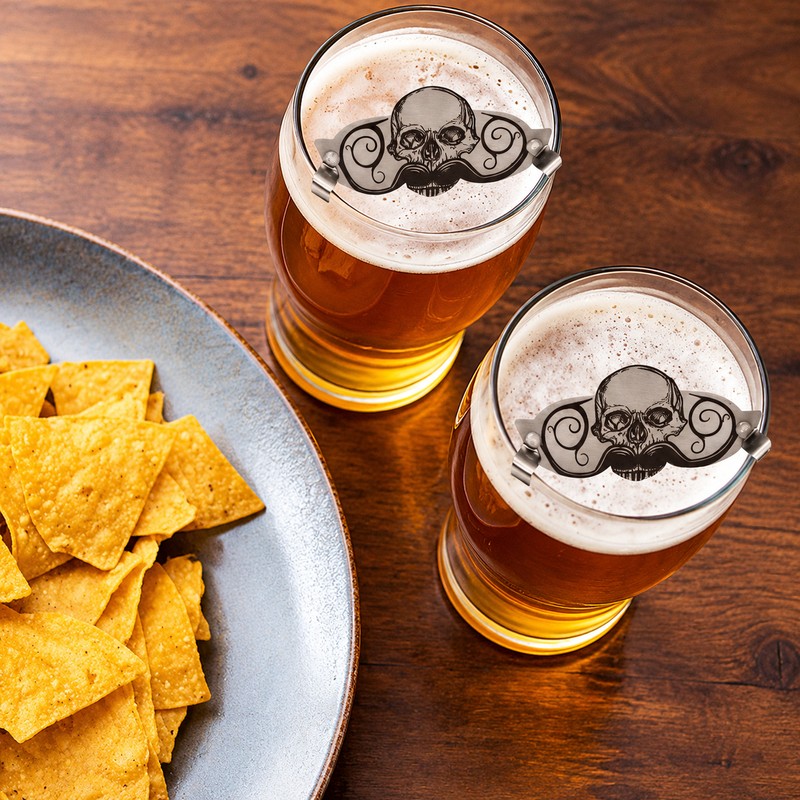 Mustache Guard for Coffee & Everyday Drinks – Skull Design