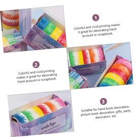 STOBOK 6rolls Washi Masking Tape Assorted Decorative Tape for Scrapbooking DIY Crafts Journals and Party Decoration Feet Long Vivid Print Easy to Remove