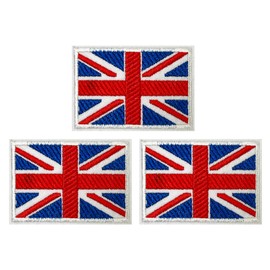 3 X United Kingdom Union Jack Flag Patch – Iron On Embroidery Emblem (6.5 x 4.5cm) – UK British National Flag for Jackets, Backpacks, Clothing, DIY Projects