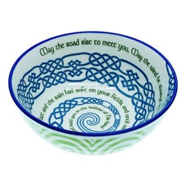 Royal Tara Irish Ceramic Blessing Bowl Shamrock Celtic Knotwork Kitchenware Gift Serving Soups Stews Salads Bone China Mixing Bowl for Kitchen (ceramic, Green-May peace and plenty Blessing 5.5")