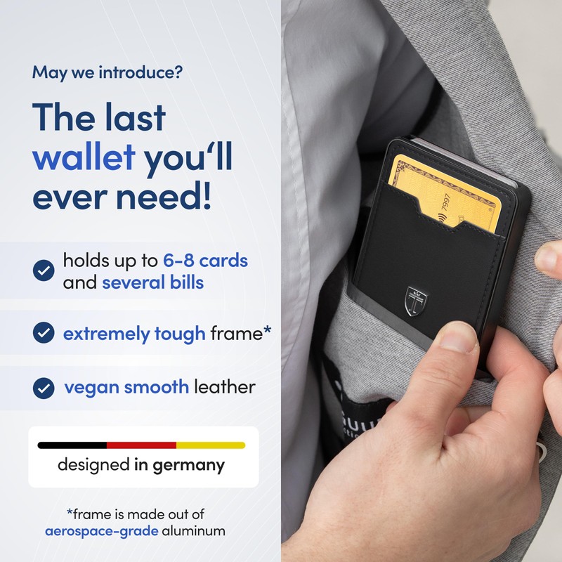 TRAVANDO Swype Slim Wallet for Men Metal RFID Blocking Mens