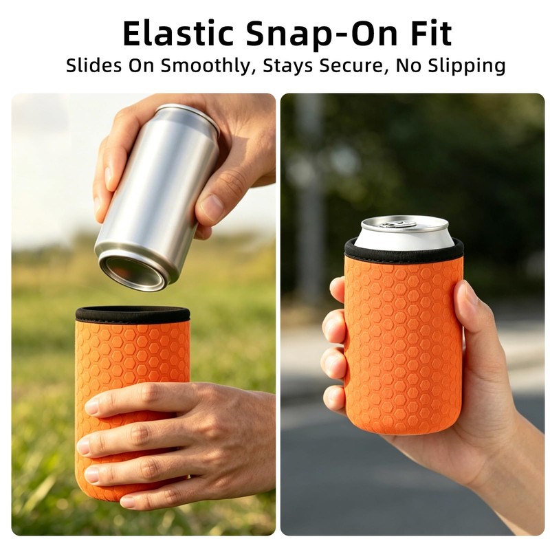 12oz Insulated Slim Can Cooler Sleeves Compatible with BruMate, Non-Slip