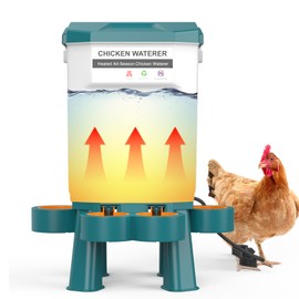 Hanging Heated Chicken Waterer, Plastic Chicken Water Heater Heated Poultry Drinker, Detachable Legs, Winter and Summer Dual-use, Poultry Water Heater for Chicken Turkey Goose Duck Pigeon - Green 7L