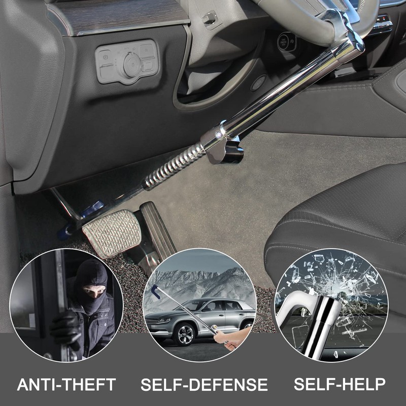 ROADGIVE Steering Wheel Lock Anti-Theft Device, Retractable Universal Brake Lock