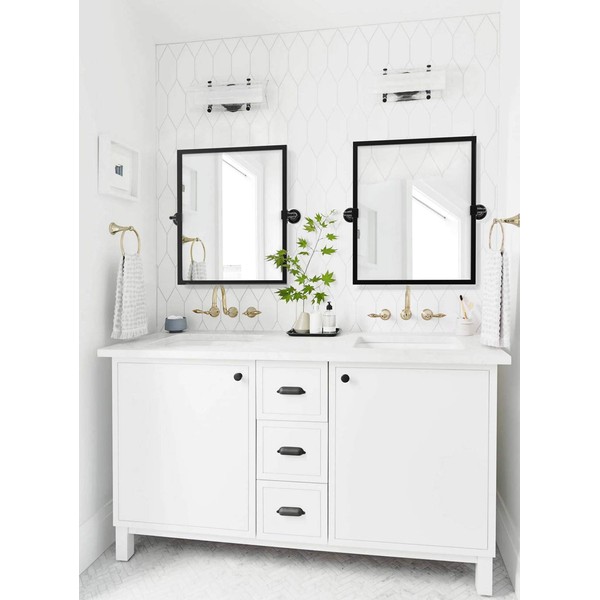 TEHOME 20x24 inch Pivot Mirror Black Tilt Rectangle Bathroom Mirror Tilting Metal Framed Beveled Vanity Mirrors