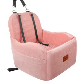 Lealchum Dog Booster Car Seat for Small/Medium Dogs,Puppy Portable Car Seat with Elevated Cushion,Fully Detachable and Washable Pet Car Seat with Storage Pockets,Easy to Install (Pink, Medium)