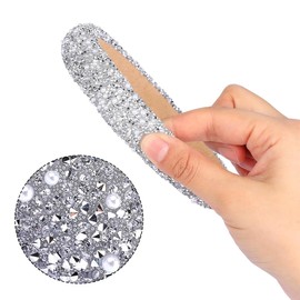 Rhinestone Hair Band, Crystal Headband, Women's Headband, Girls Thick Hair Band, Glitter Rhinestone Headband, Wide Hair Band, Hair Band, Hard Non-Slip for Women and Girls, Party Decoration (Silver)