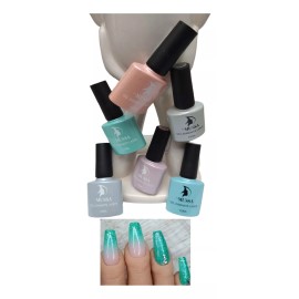 Lé Mussa Gama Gel Uv Para Uñas Efecto Diamante Láser 6 Piezas 10 Ml