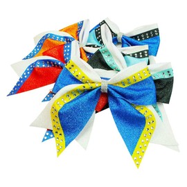 Back to School Bow Hair Clip Girls Glitter Hair Bow Cheer Bow 8 Inch Glitter Large Bow Hair Pin School Hair Accessory Performance Hair Bow TSFJ72 (Red)