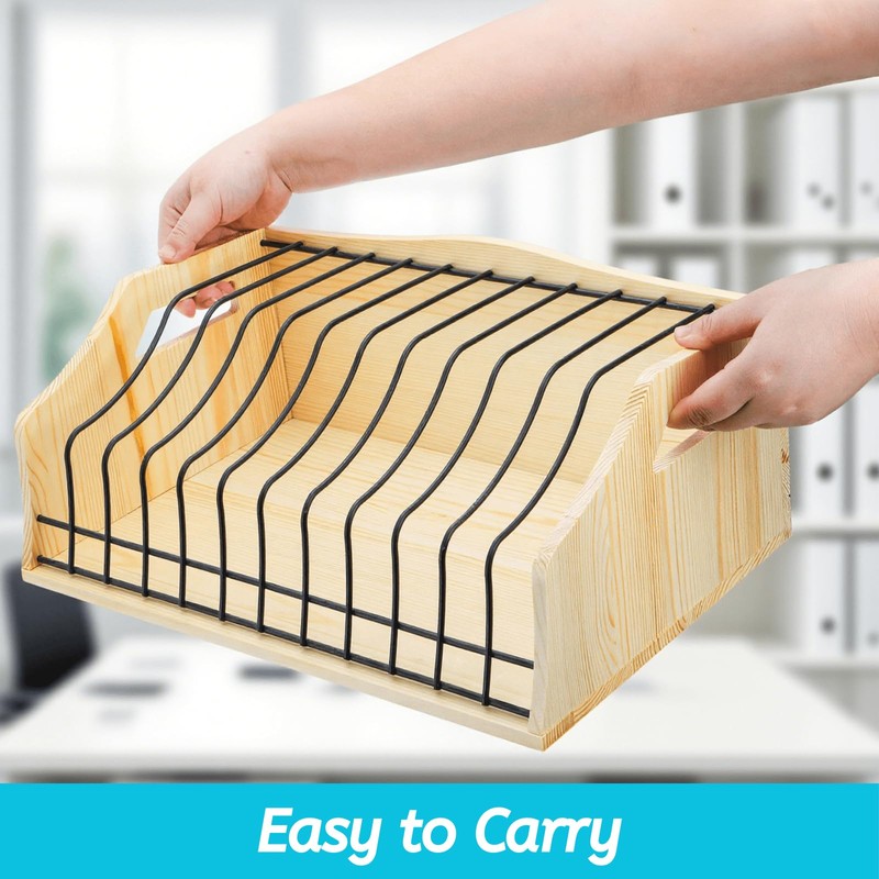 Youeon Large Vertical Clipboard Holder, 12 Slots Wood and Metal