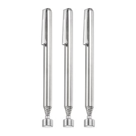 HARFINGTON 3pcs Telescoping Magnetic Pickup Tool 3LB Stainless Steel 5.1" to 25.5" Extendable Magnet Retrieval Stick with Pocket Clip for Car Industry Garage Office, Silver