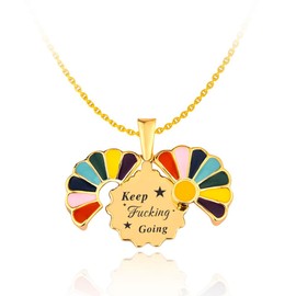 Inspirational Gifts Funny Keep Fucking Going Locket Necklace for Women Daisy Lover Gift Ideas Motivational Positive Affirmation Gifts for Women Birthday Christmas Gift for Family Friends Necklace
