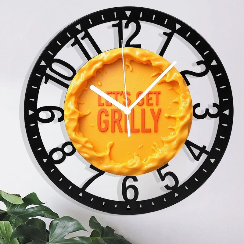 25cm Circular Iron Wall Clock with a Martini Glass and