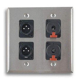 Dual Gang Stainless Steel Wall Plates with Two XLR Male/Two TRS Female Silver