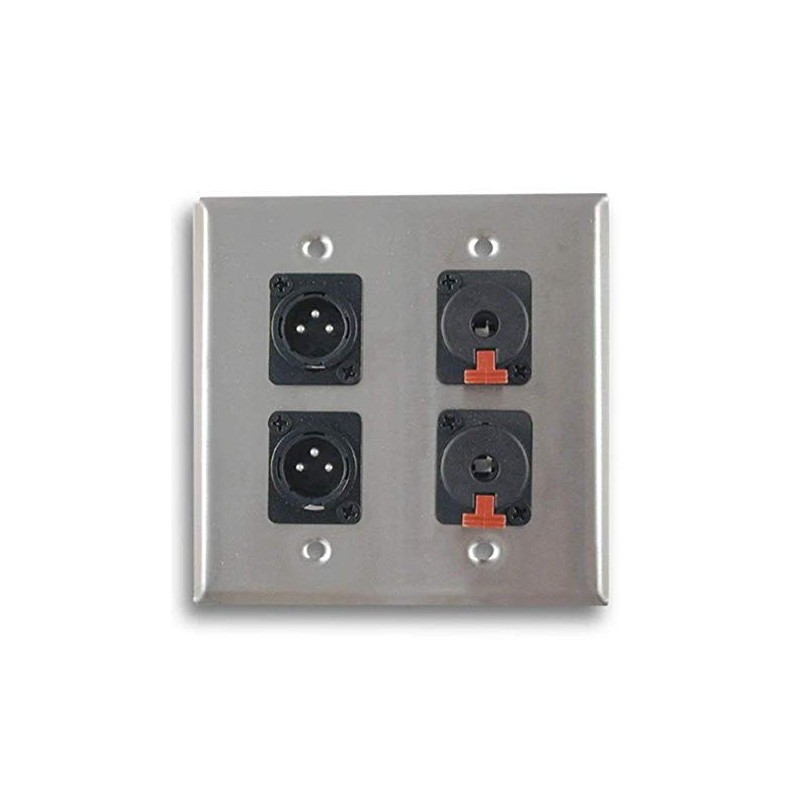 Dual Gang Stainless Steel Wall Plates with Two XLR Male/Two