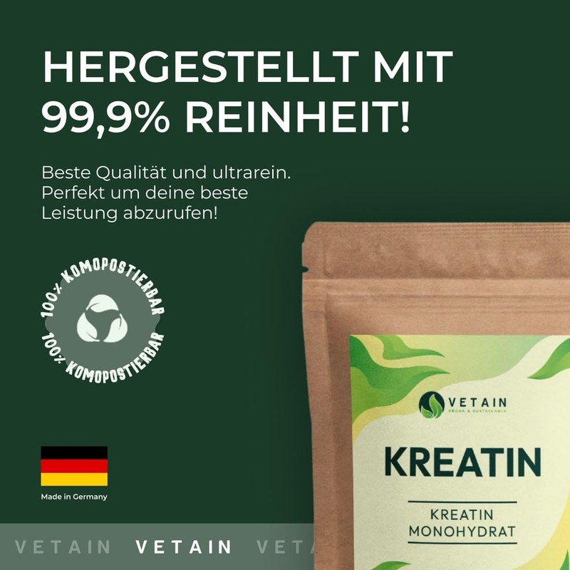 Vetain Creatine Monohydrate Powder 250 g - Pure Creatine Monohydrate