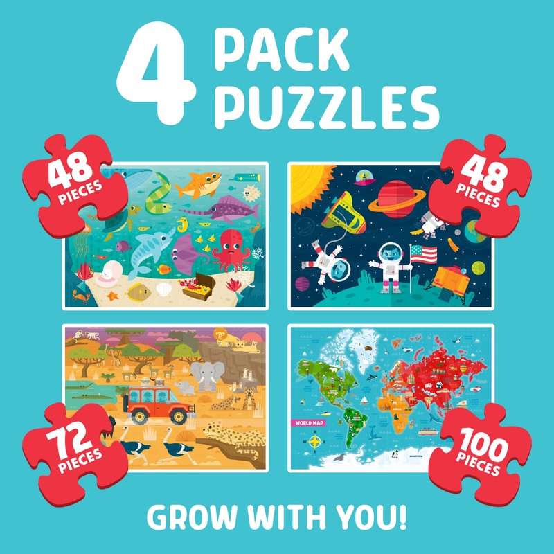 Chuckle & Roar - Space, Ocean, Safari, World Map Puzzles