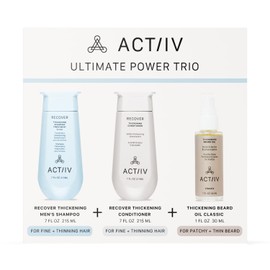 ACTIIV Ultimate Power Trio For Men | Promotes Fuller Hair And Beard, Strengthens And Hydrates, Includes Shampoo, Conditioner & Beard Oil, Vegan, Color-Safe, For All Hair And Beard Types
