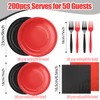 200 Pcs Red and Black Paper Plates and Napkins Party