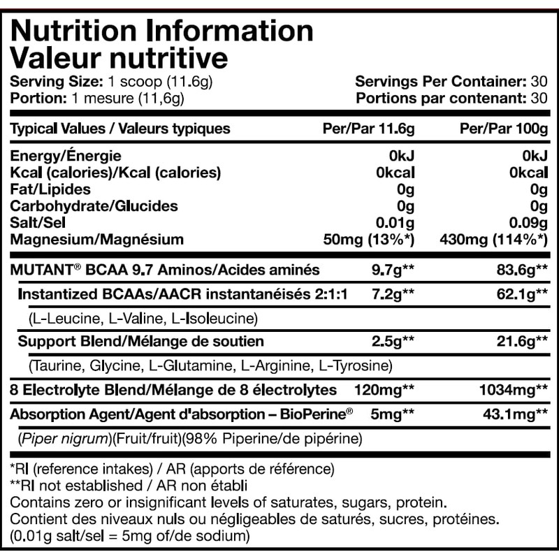 Mutant BCAA 9.7 Dietary Supplement BCAA Powder with Micronised Amino