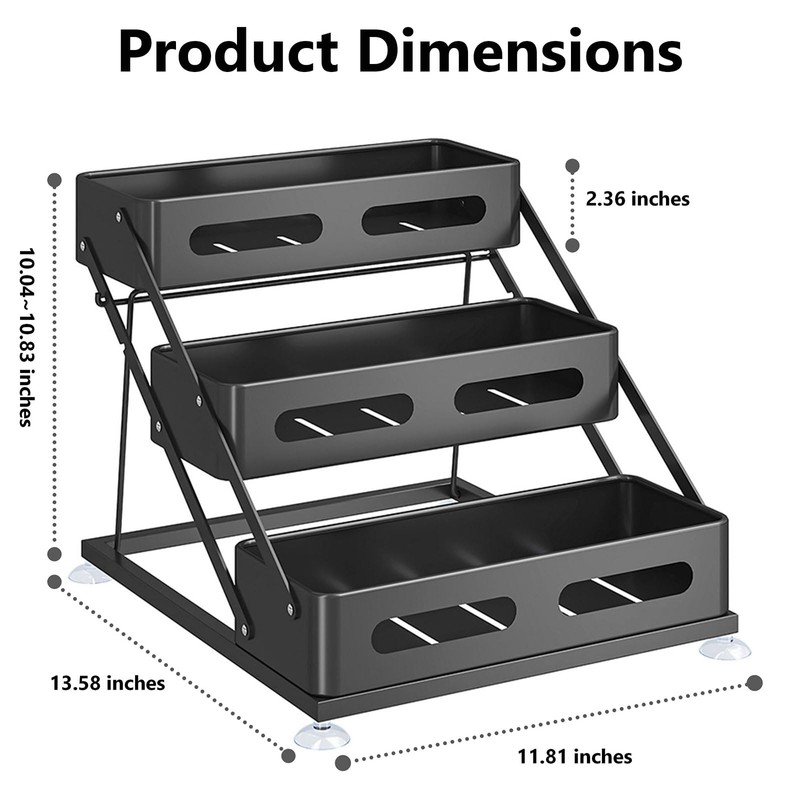 Ceetug 3 Tier Foldable Spice Rack for Countertop Iron Kitchen