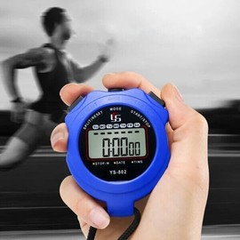 Generic Sports Stopwatch Timer Lap Split Digital Stopwatch with Clock Calendar Alarm, Large Display Shockproof Stopwatch for Coaches Swimming Running Sports Training (Blue)