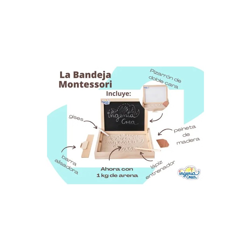 Bandeja Didáctica Montessori Ingeniacrea+pizarron Doble Cara
