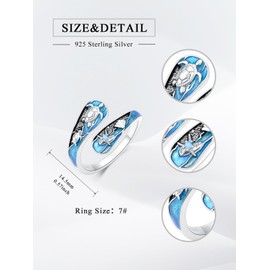 Cargari Turtle Rings for Women 925 Sterling Silver Turtle Ocean Adjustable Thumb Ring Ocean Jewelry