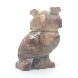 Nelson Creations, LLC 2 Inch Owl Natural Soapstone Hand-Carved Animal Charm Totem Stone Carving Figurine